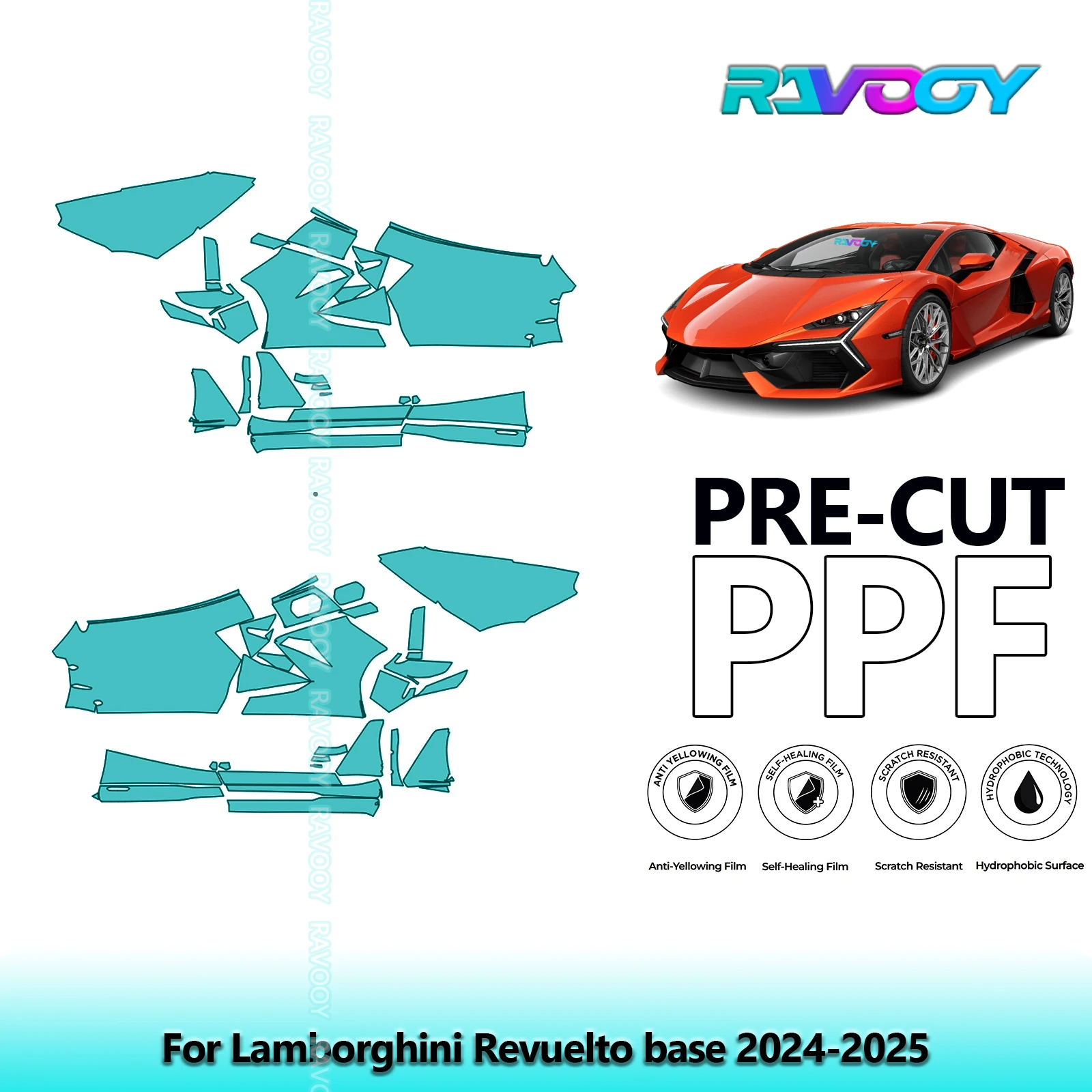 

For Lamborghini Revuelto base 2024-2025 8.5mil Clear Matte Pre-Cut PPF Door & A/B Pillar Kit TPU Paint Protection Film Set