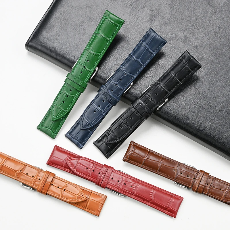 Genuine Leather Watch Band Strap 12/13/14/15/16/17/18/19/20/21/22/23/24/26mm Quick Release Men Women Universal Cowhide Bracelet