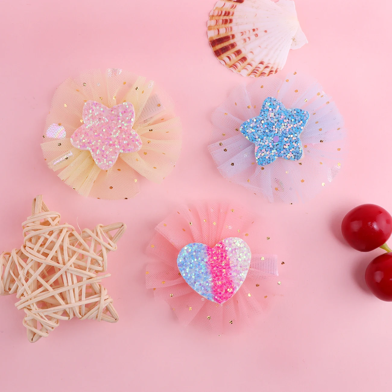 مشابك شعر سباركلي مصنوعة يدويًا للفتيات - 10 عبوات من مشابك الدانتيل ومشابك التمساح وأقواس الشعر اللطيفة للأطفال والرضع وإكسسوارات الشعر