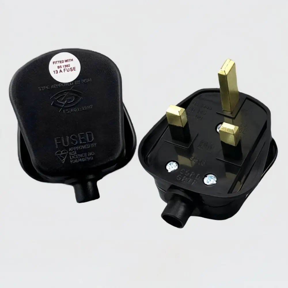 Durable Black/White UK Mains Plug Copper Removable Power Plug Power Cord Connector Power Cord Assembly