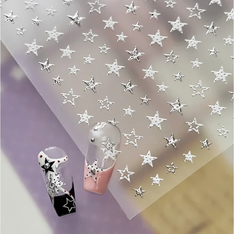 1Pcs Cool Pentagram Nail Stickers Multi-color Polka Dot Star Nail Design Stickers Self-adhesive Nail 3D Decorations Stickers DIY 3