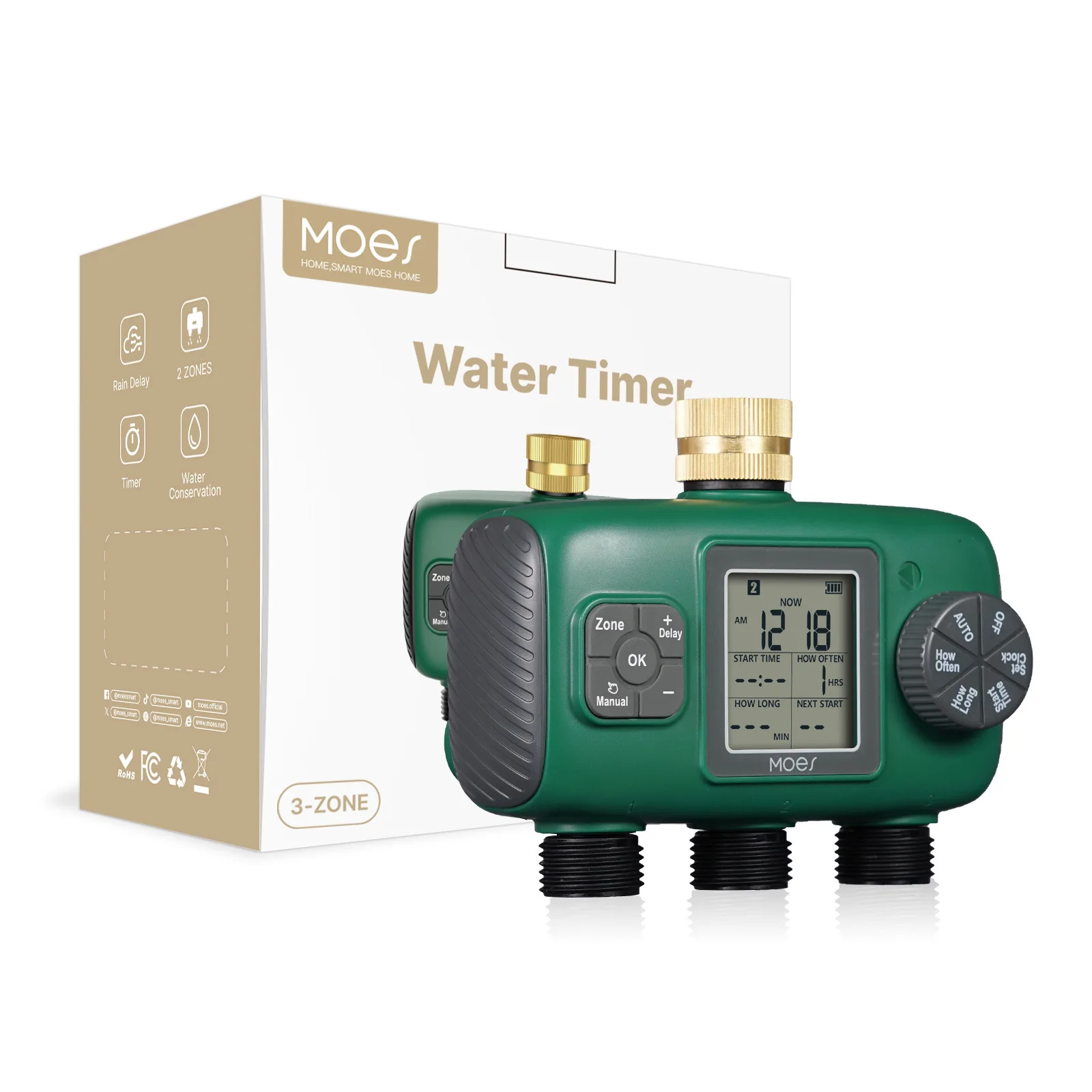 American standard  3-Way Irrigation Water Valve IP55 Waterproof Knob Button LCD Screen Brass Water Inlet Watering Timer