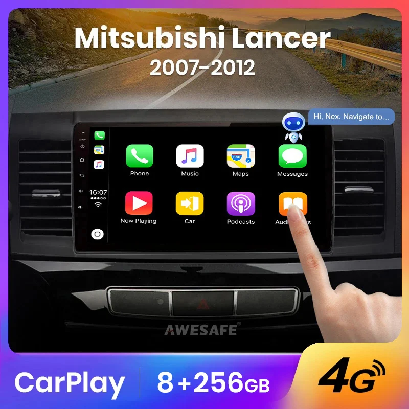 AWESAFE Wireless CarPlay Autoradio for Mitsubishi Lancer 2007 - 2012 2009 Car Radio Multimedia Player Android Auto Stereo GPS