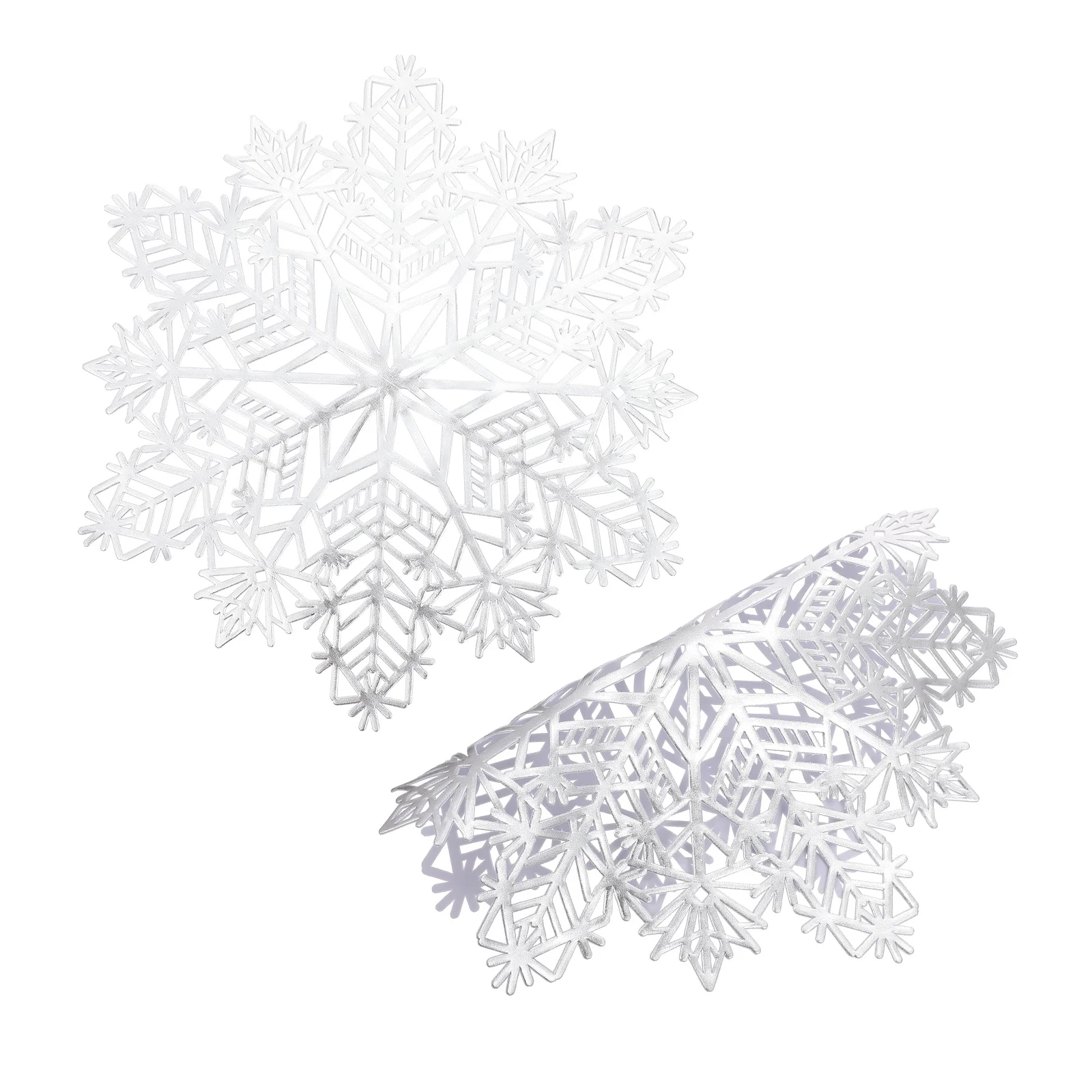 

2pcs Christmas Snowflake Mats White Placemats For Dining Table Protection Party Decor Xmas Pvc Table Pad Decorative Mat