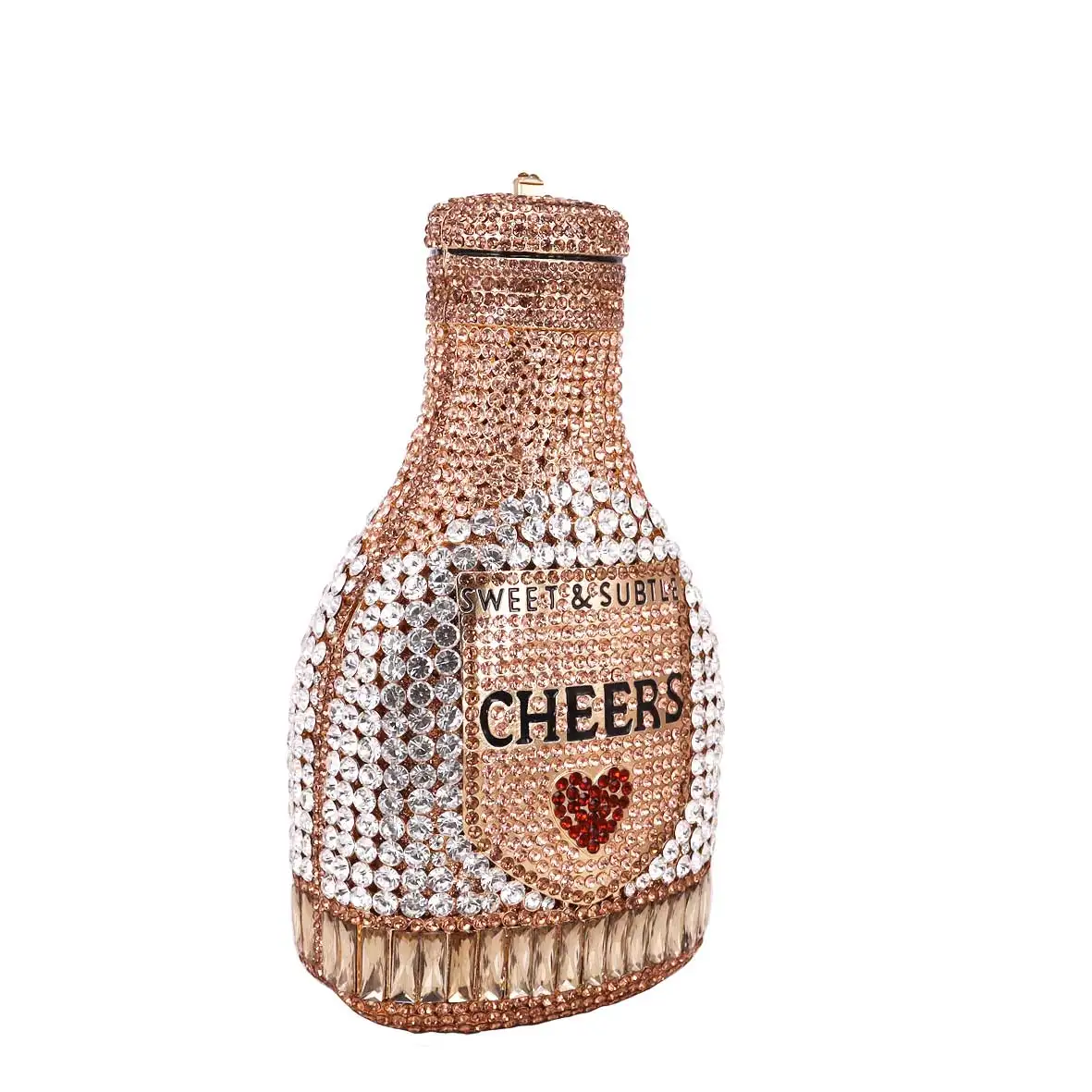 Fashion Crystal Diamond Champange Bottle Box Chain Clutch Bags Original Bling Golden Pouch Ladies Evening Bags Prom Purse sm249