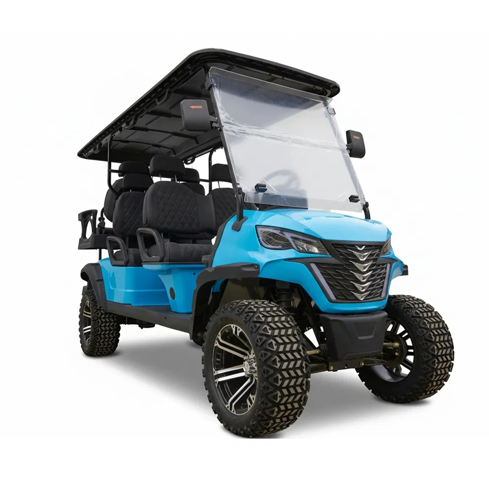 طبعة فاخرة 72 فولت بطارية ليثيوم عربات الغولف الشمسية 4 مقاعد 5000 واط عربات التي تجرها الدواب الكهربائية 2 4 6 مقاعد على الطرق الوعرة عربة جولف