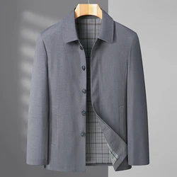 Handsome Middle-aged Men's Casual Executive Coat Spring Autumn Fashion Business Jacket with Buttons M-4XL 2024 Style