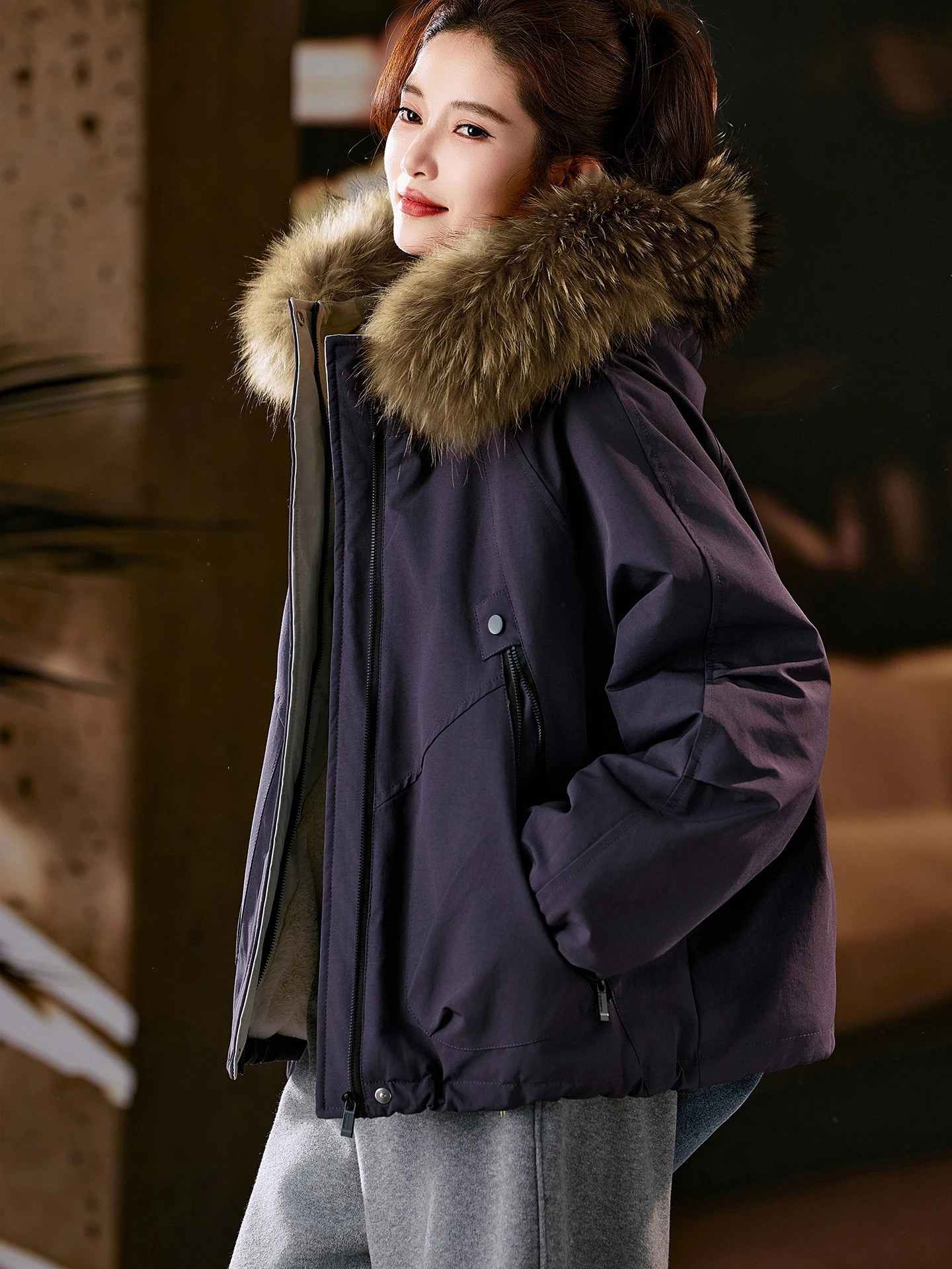 

Fce Lined Hooded Jaet Women's Casual Street Sle Coat Thi Large Size Winter Leisure Aviation Sle Inner Sve