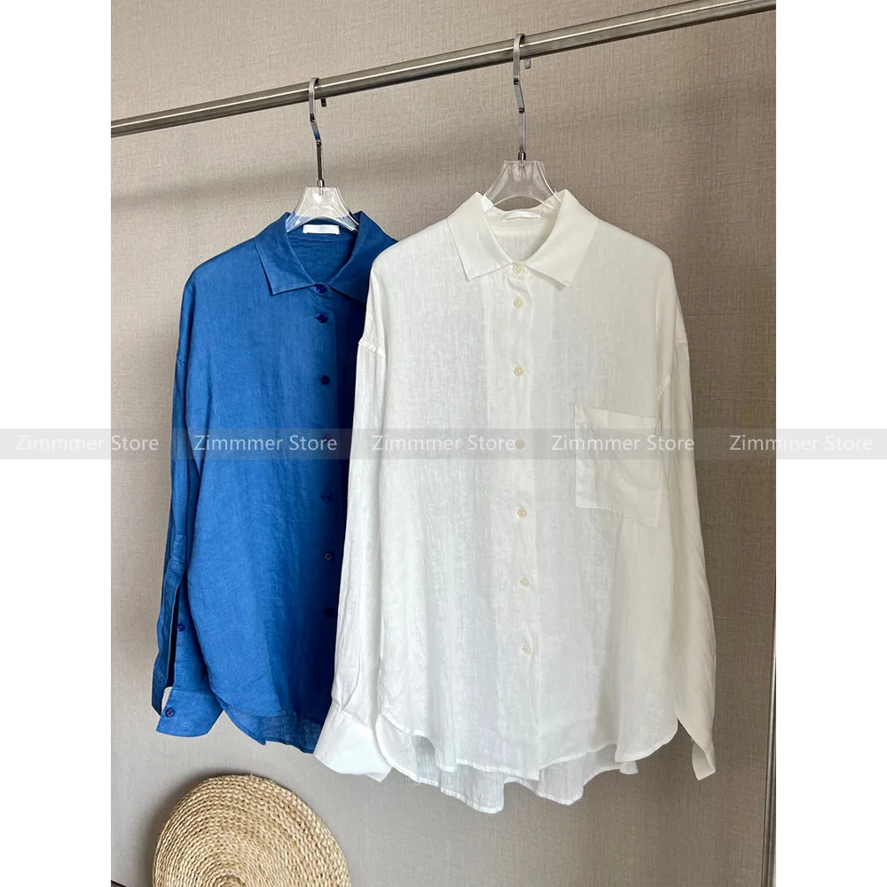 

Spring and autumn new linen loose hundred simple shirt commuter long-sleeved light silhouette shirt ladies