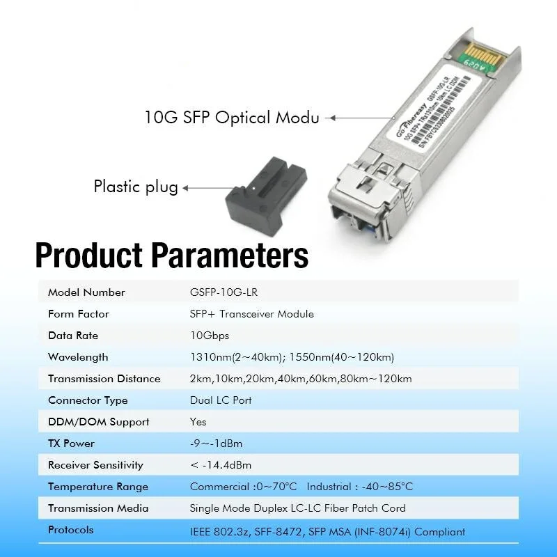 SFP 10Gb LR Transceiver Module 10km Dual LC Single-mode 1310nm DDM SFP Module For Ubiquiti/Cisco/Zyxel/TP-link Optical Equipment