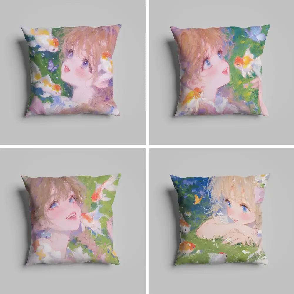 

Kawaii girl Cute Pillow Case luxurious home office, sofa decorative Multi sized car seat cushions, pillowcases