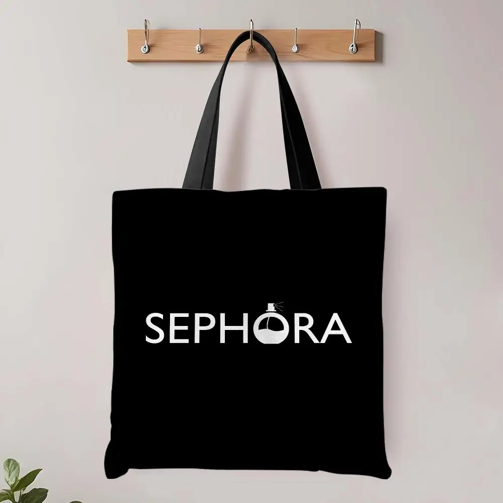 S-SEPHORA Aufbewahrungstaschen mit Mode-Logo, große, umweltfreundliche Canvas-Einkaufstasche, Schultertasche, Handtasche für den täglichen Gebrauch – Detail 9