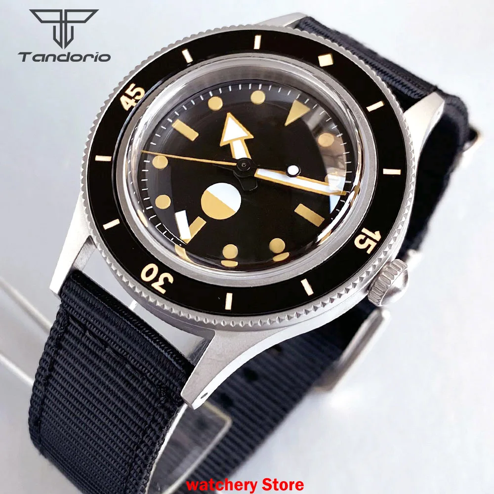 تخصيص 20ATM NH35 حركة 50-Fathoms نمط ساعة للرجال Tandorio قبة الياقوت الزجاج مضيئة الحافة الغوص الميكانيكية