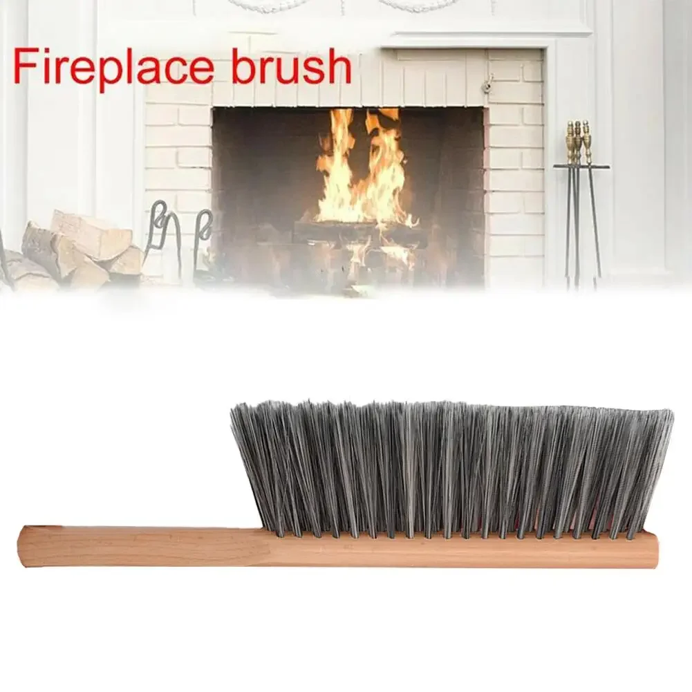 Fireplace Brush Wooden Bench Brushes 34.5x8.5cm Fireplace Brush Soft Bristles Long Wood Handle Dust Brush Heating Parts