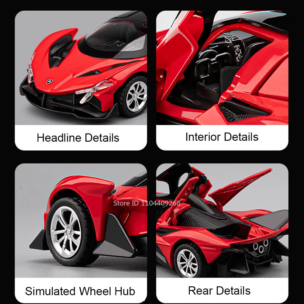 Modelo de coche deportivo Apollo EVO AE86, escala 1:36, juguete, música, puertas ligeras, modelos en miniatura abiertos, adornos de Hobby para niños