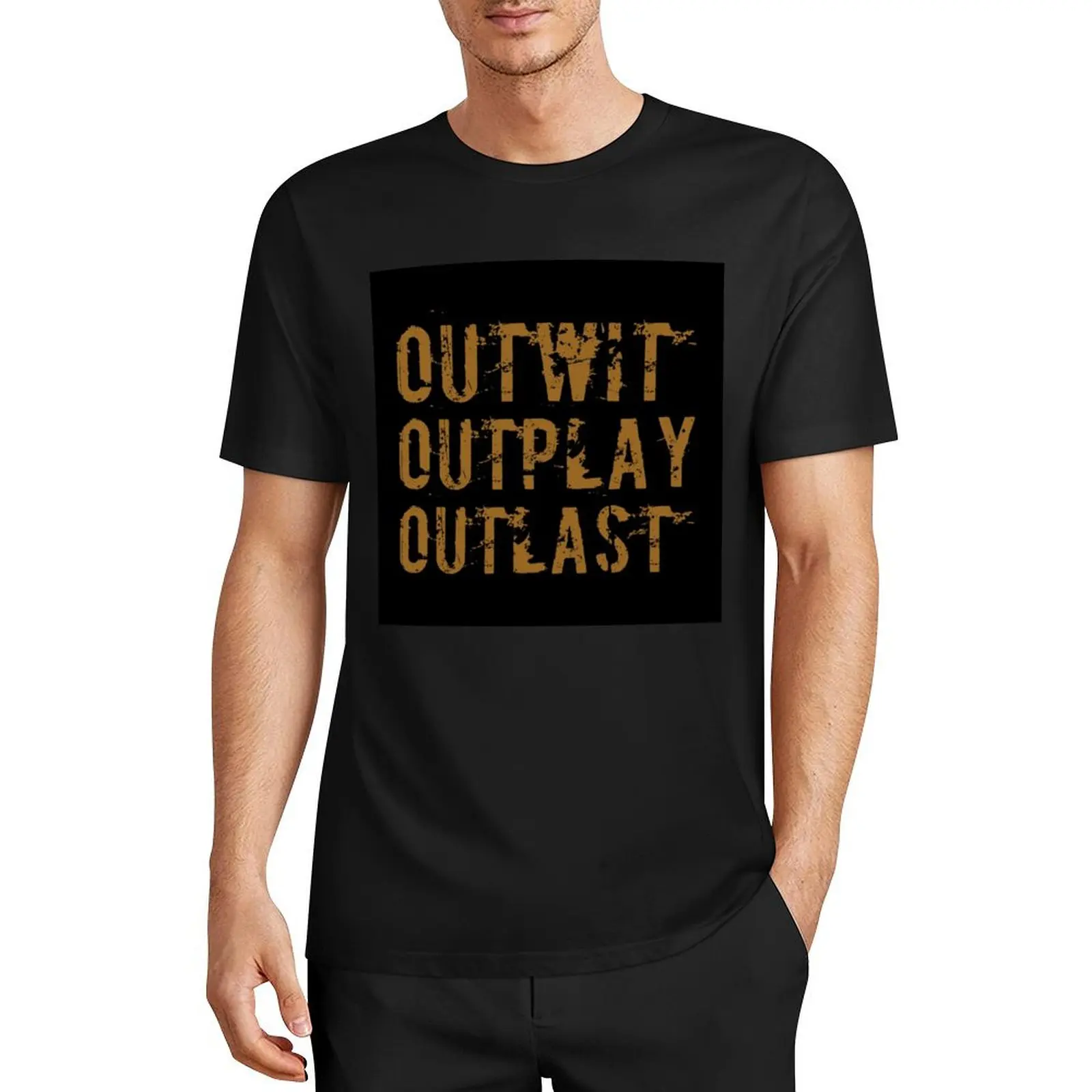 

Outwit Outplay Outlast Poster T-Shirt baggy shirts sports fans korean fashion mens t shirts top quality