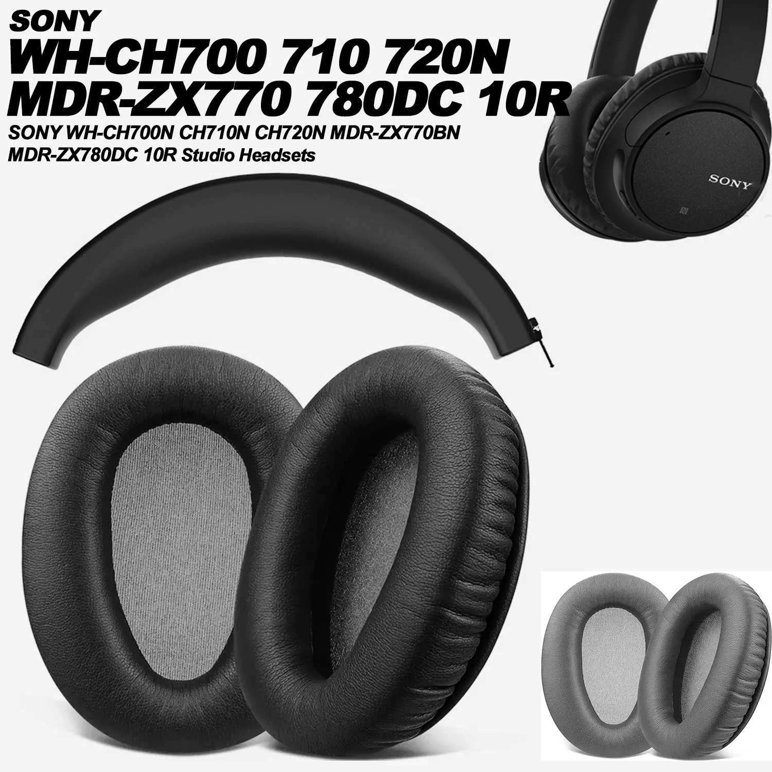 Earpads Compatible with SONY WH-CH700N MDR-ZX770BN MDR-ZX780DC  Protein leather Memory foam Ear Pads Cushions Replacement