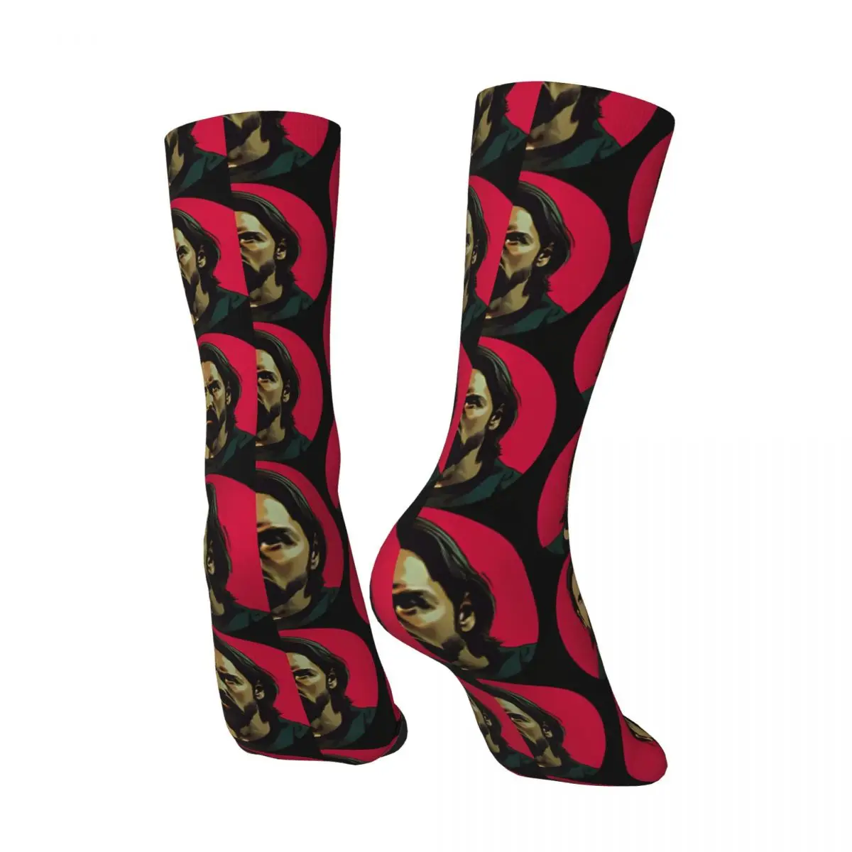 Funny Crazy compression Sock for Men Character Hip Hop Vintage Alan Wake 90S Horror Game Happy Seamless Pattern Boys Crew Sock