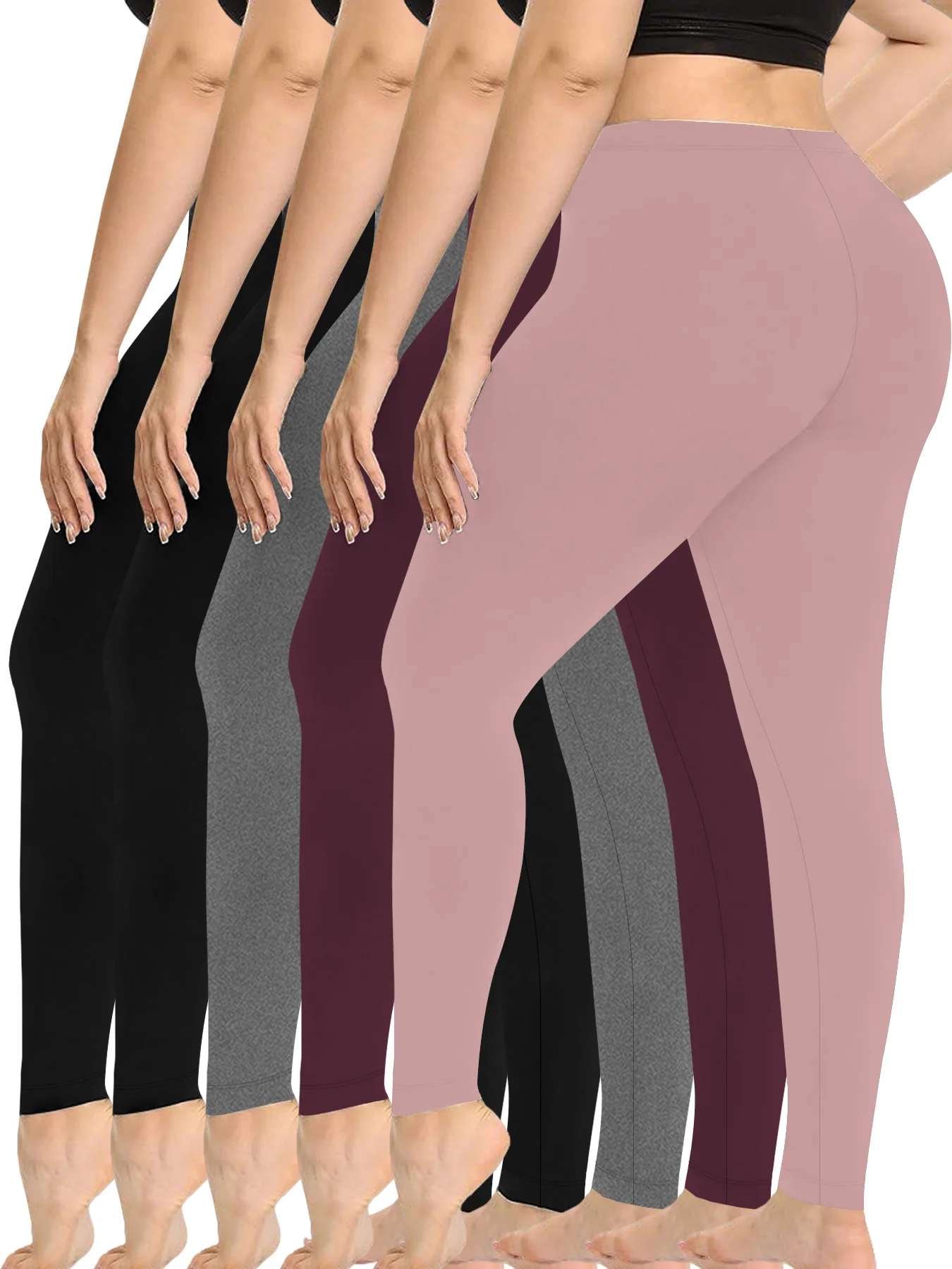 

Большие размеры, 5 шт., супермягкие спортивные леггинсы для женщин, без прозрачных спортивных леггинсов для бега, йоги, бега, бега