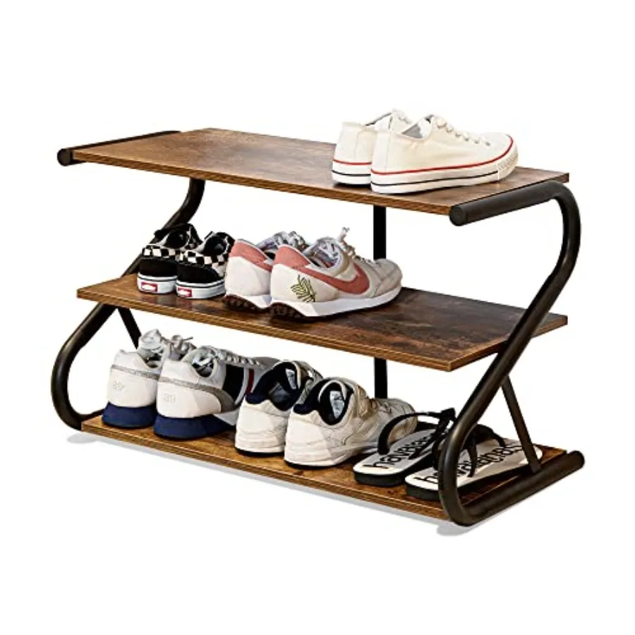 

3-Tier Soe Rack Wooden Soe Stora wit S Sape eavy Duty Metal Free Standing Soe Orgazer Self for Entryway Living Room Clot edroom