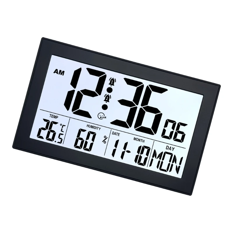  Modern Digital Wall Clock With Light Sensors Temperature Humidity Display