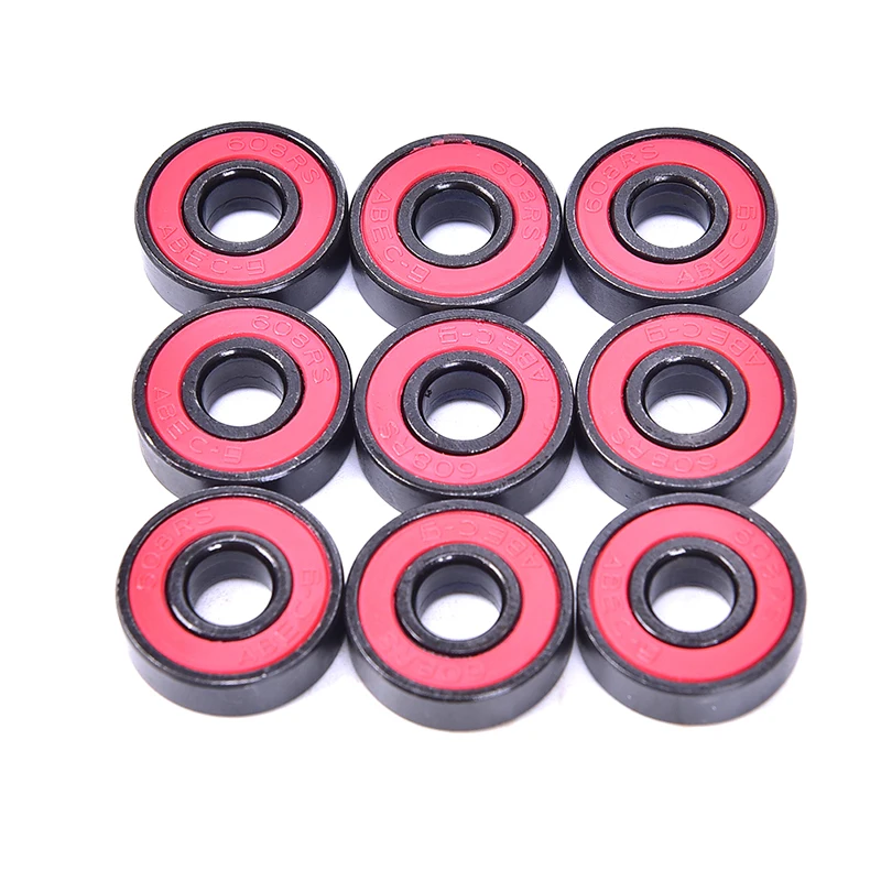 2rs inline rolamento de roda de skate vermelho selado 8x22x7mm rolamento de eixo anti-ferrugem skate roda miniatura ferramenta 10 pçs/set