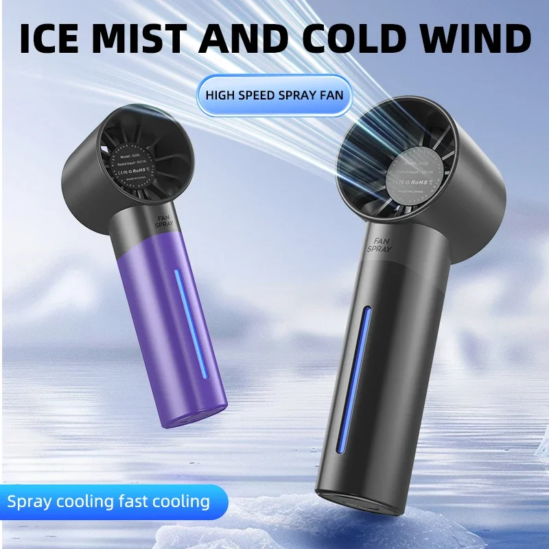 Mini ventilador portátil sem lâminas, recarregável por USB, 1200mah, umidificador portátil para acampamento ao ar livre, dormitório, casa