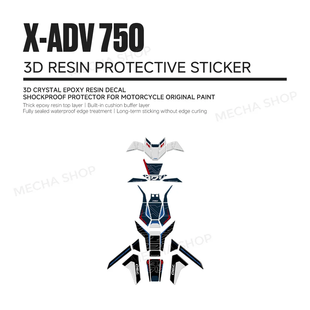For XADV 750 2026 on Tricolor Edition Motorcycle Accessories 3D Resin Sticker Tank Mat Protection Decal Waterproof