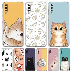 Phone Case For Samsung A14 A50 A70 A30 A40 A20E A10S A20S A02S A04S A12 A22 A32 A34 A42 A52 5G A54 Cat Cute Kitten Cartoon Cover