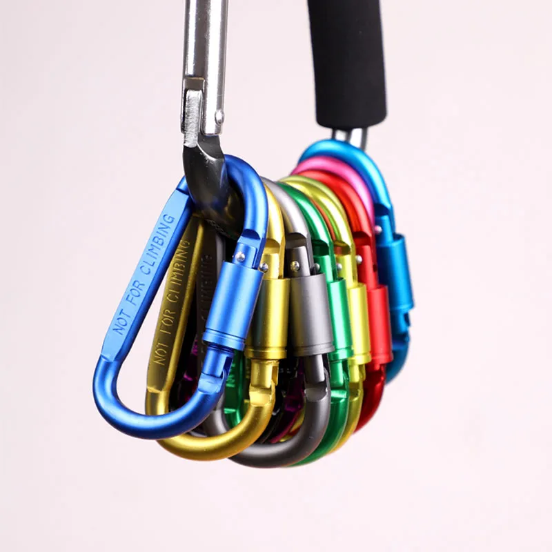 Aluminum D-Ring Locking Carabiner Pet Secure Carabiner for Camping Hiking Fishing Travel Dog Leashes Keychains Outdoor Gear