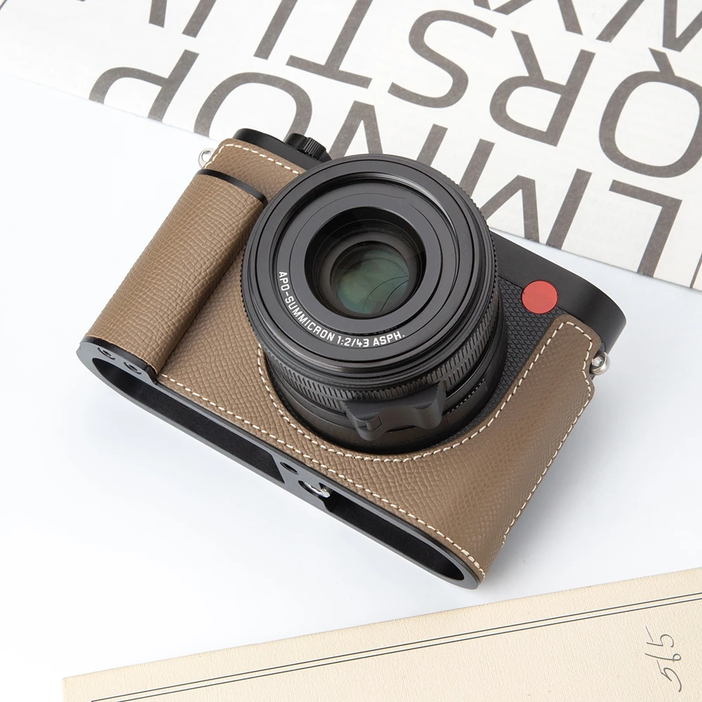 Q3 Genuine Leather Half Case Q343 Half Bag Handmade Camera Bag Ostrich Leather Q Protective Case for Leica Q Q3 Q3 43 Case