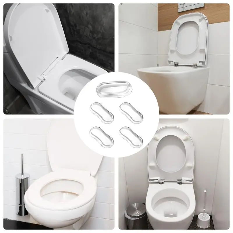 WC-Deckel Gummi-Pads Silikon WC-Sitz Stoßstangen 4 stücke WC-Sitz Stoßstange Ersatz-Kit mit starken Kleber für die Toilette