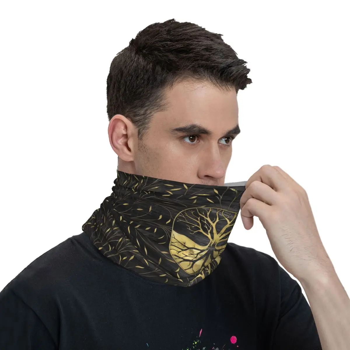 Golden Tree Of Life Thin Bandana Neck Gaiter Wrap Scarf Headband Neck Cover