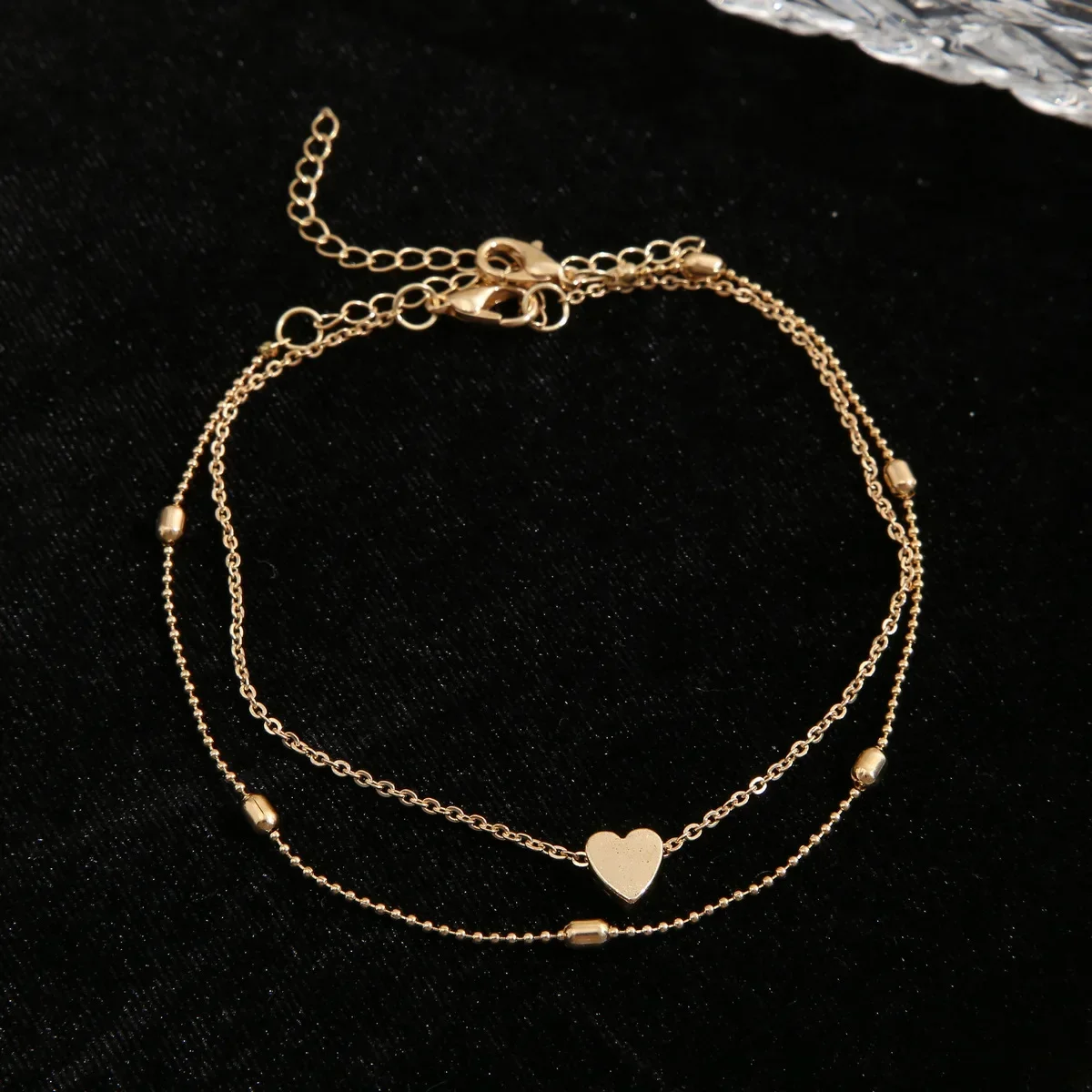 2pcs New Fashion Gold Color Heart Anklet Multilayers Adjustable Anklet for Women Summer Bracelet on Foot Beach Party Leg Chains image 4