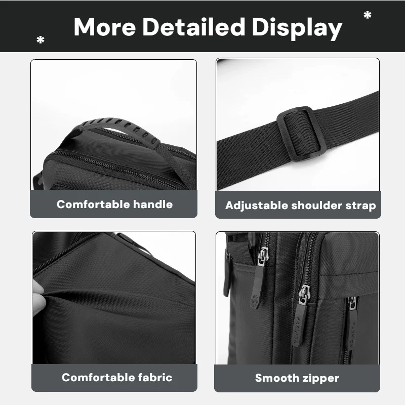 Повседневная сумка через плечо с регулируемыми лямками, несколькими карманами, большая вместимость, подходит для повседневного использования и поездок на работу.