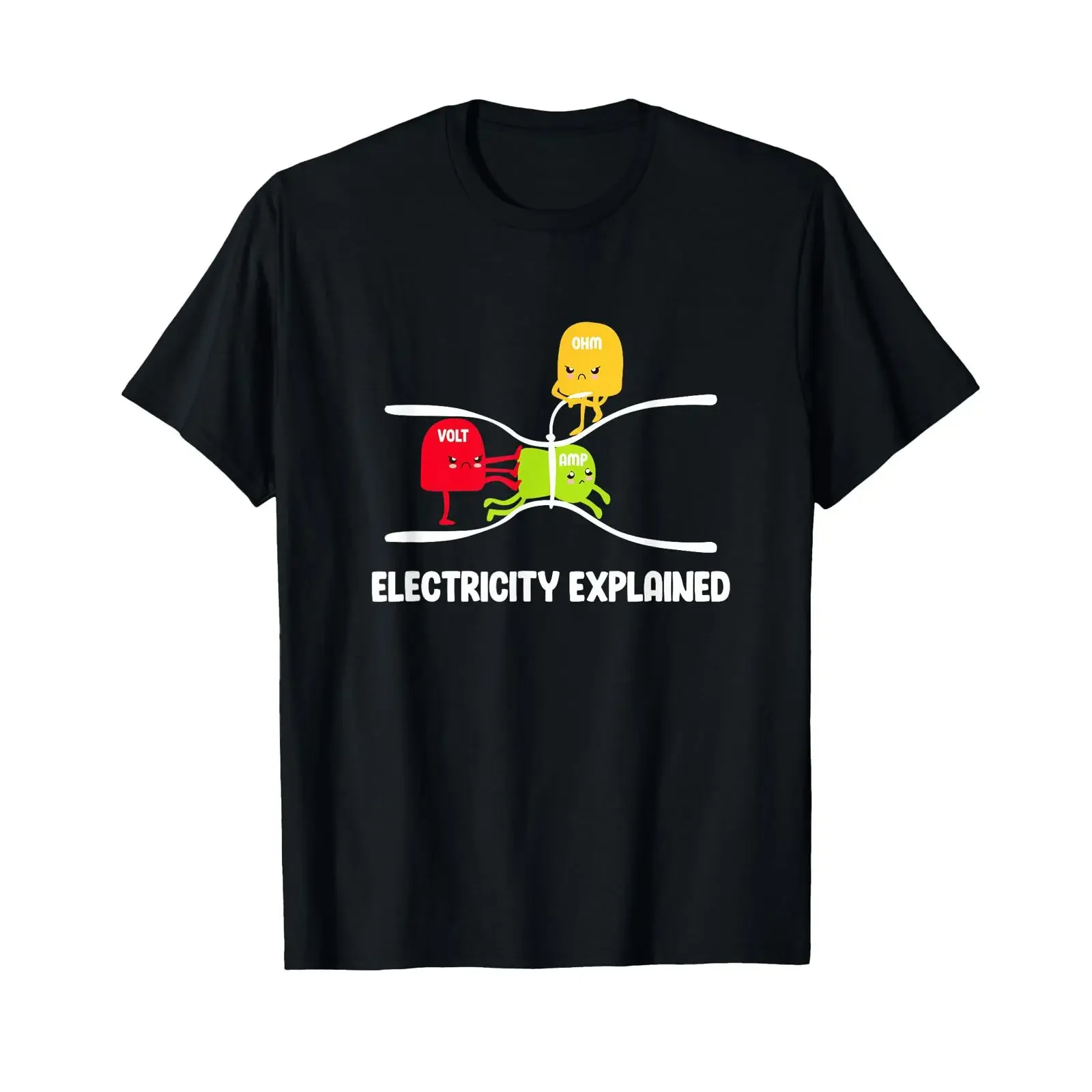 Electricity Explained Volt Ohm Amp Funny Electrician T Shirt vintage Washed Soft Breathable Top For Everyday Wear Slightly