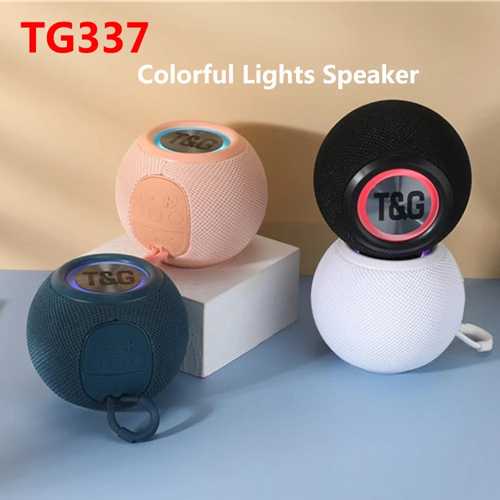 TG337 Bluetooth Speaker Portable TWS Wireless Mini Bass Boombox LED Loudspeaker IPX7 Outdoor Music Player Support BT AUX FM TF