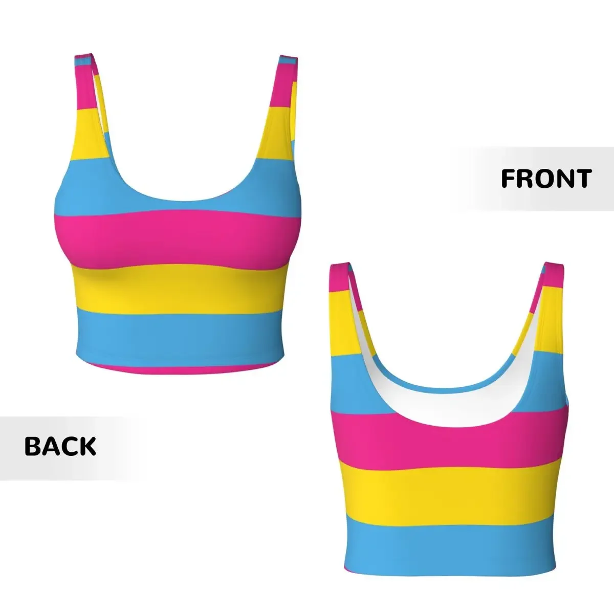 Custom Pansexual Pride Flag Women Sports Vest Bras Gym Workout High Impact Yoga Crop Tank Tops
