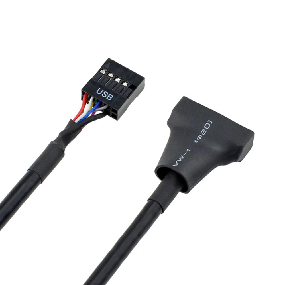 1pc schwarz usb 2,0 9 pinos gehäuse männlichen zu placa-mãe usb 3,0 20pin weibliche adaptador kabel für computador