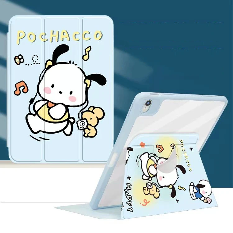 

Pochacco Case For IPad 9th Generation 10.2in Case Cartoon 360° Rotating Case for IPad 1718 9.7in Pro 11in Air4 5 Tri-Fold Cover