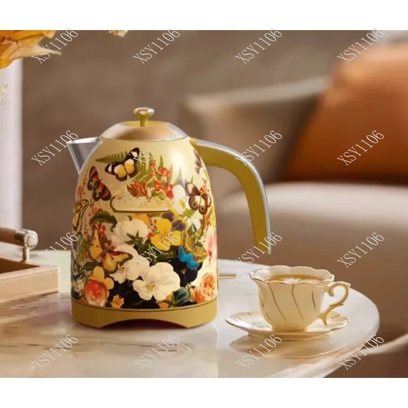 Retro 1.8L 1800W Electric Kettle with Stainless Steel Thermometer Anti-Dry Automatic Boiler 304 Stainless Steel