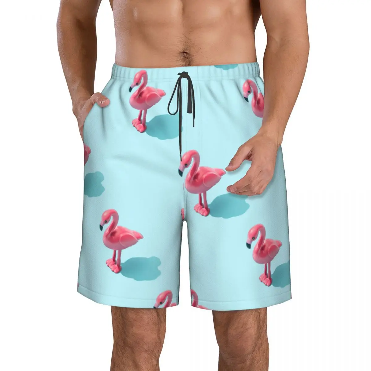 

Мужские плавки, летние розовые фламинго, игрушечный узор, быстросохнущие пляжные шорты с карманами, пляжные брюки, купальник