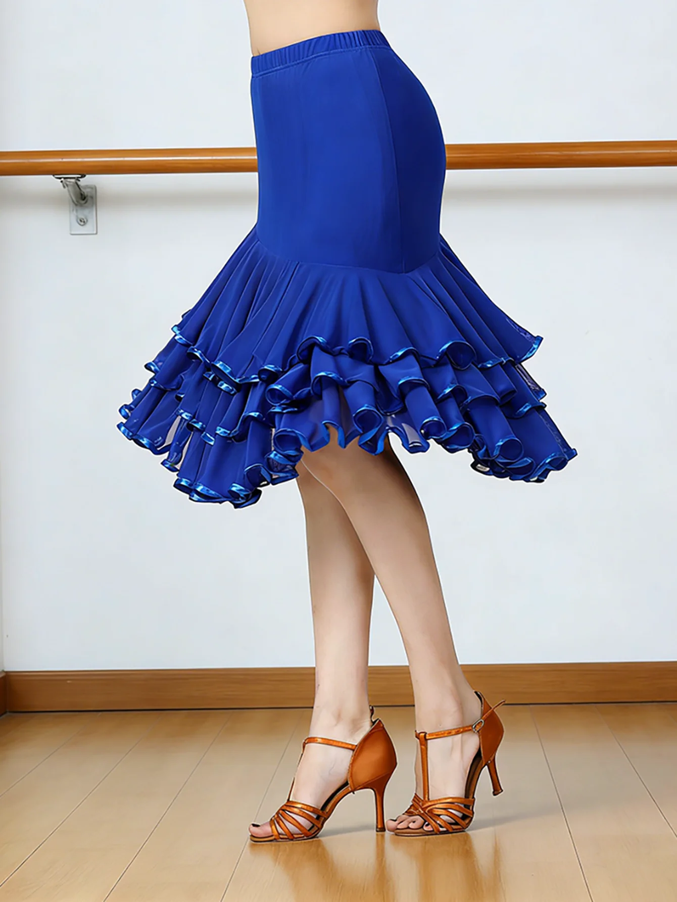 

Elegant Ballroom Dance Latin Dance Party Long Swing Mesh Race Skirt for Women