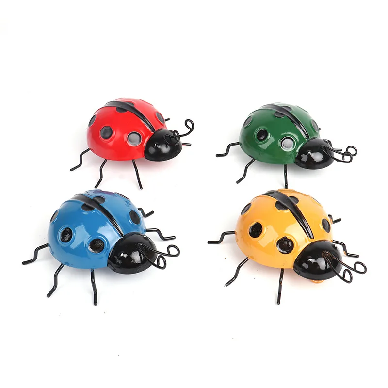 4pcs/set Iron Seven Star Ladybug Wall Decoration Garden Decoration Home Wall Hanging Metal Material Simulation Craft Decoration