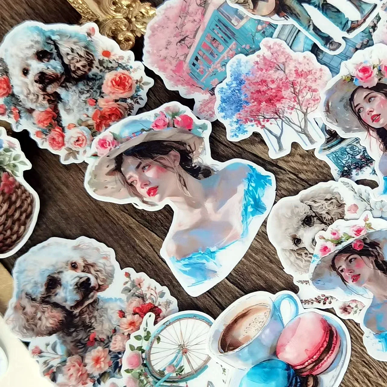 1 set Stickers Watercolor Fashion Spring Leisure Street Balcony DIY Diary  Project Decoration Vintage Scrapbooking Stationary