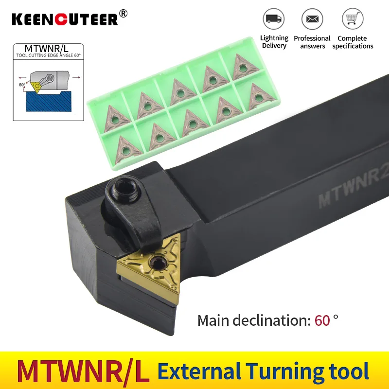 1pc MTWNR1616H16 MTWNR2020K16 MTWNL2525M16 External Turning Tool Holder TNMG Carbide Inserts MTWNR/L Lathe Cutting Tools Set