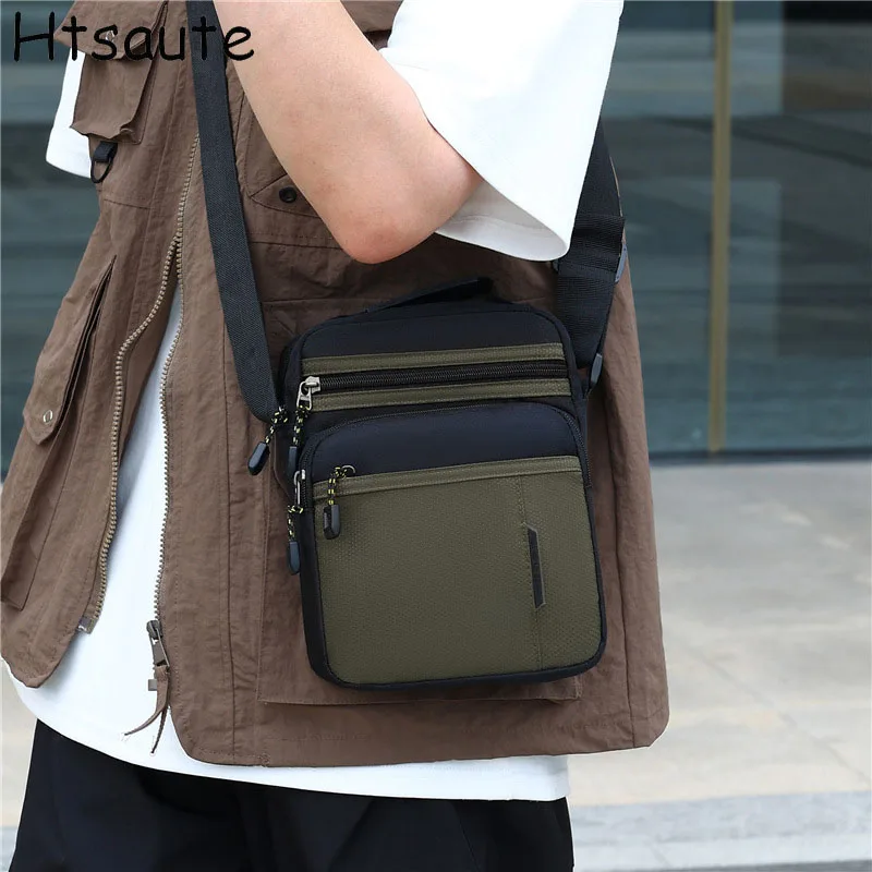 Men's Traveling Shoulder Bag Fashion Casual Patchwork Handbag High Quality Oxford Cloth Waterproof Multifunctional Crossbody Bag