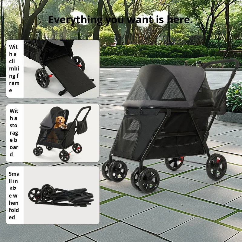 

Upgrade Pet Stroller for Medium & Large Dogs Smooth Push Climbing Frame Large Space Made Oxford Mesh Material for Foreign Trade