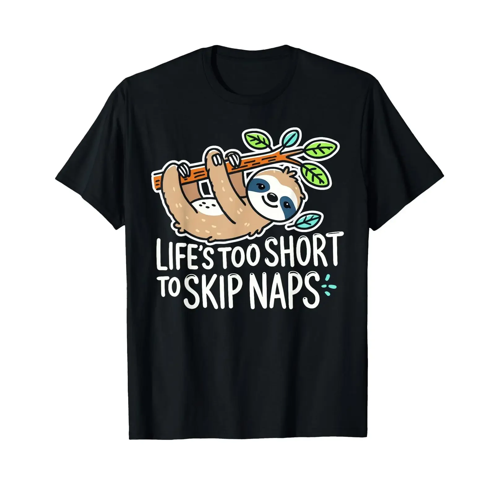 Funny Sloth Nap Life's Too Short to Skip T Shirt black S vintage Washed graphic Unisex Slightly homme Stylish Casual Soft