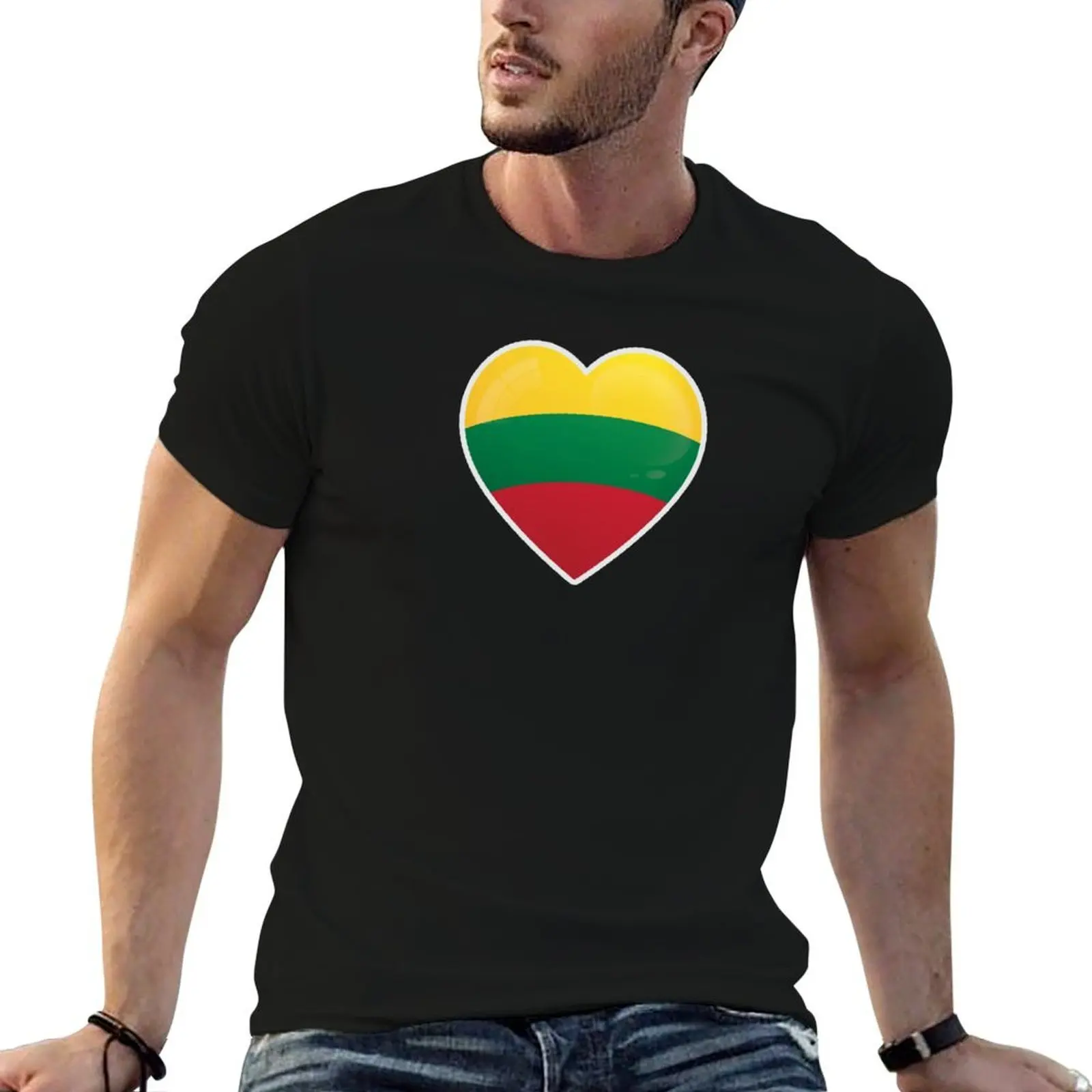 

Lithuania Flag Love Icon T-Shirt graphic t shirts for man cotton t shirts man 100% T-Shirt